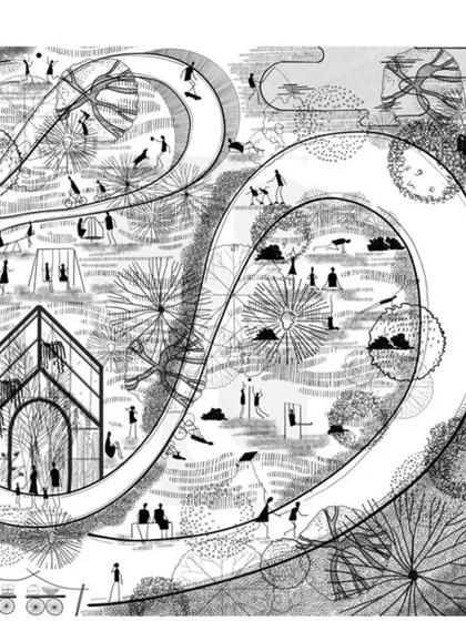 This illustration is from my research initiative, 'The Story of a Thousand Parks'. It represents my vision for transforming generic public parks into dynamic, multi-use spaces with winding paths, play areas, and community zones that invite everyone in.