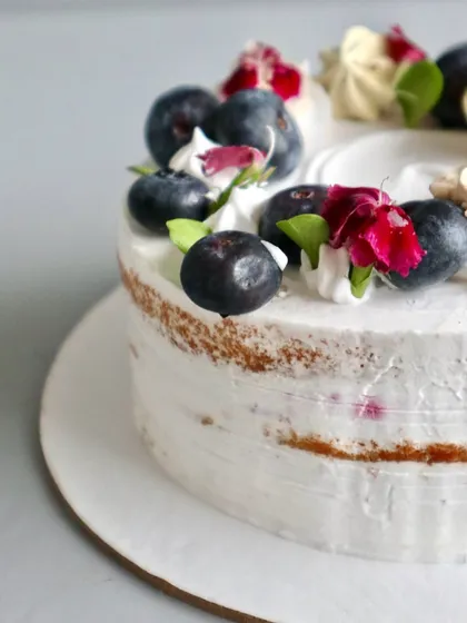 Simple, elegant, and bursting with berries. This Blueberry Naked Cake features a soft vanilla sponge layered with my fresh blueberry compote and a light whipped cream, letting the natural fruit flavours shine.