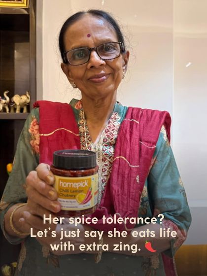 Her spice tolerance? Let's just say she eats life with extra zing. It's wonderful to see our Chilli Lemon Chutney being enjoyed by all generations.