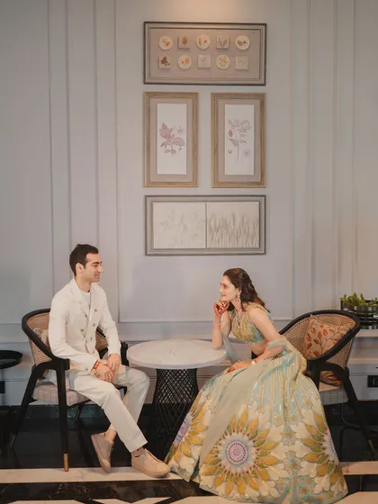 A quiet moment between the couple before their carnival-themed celebration. We designed this event to feel soft, natural, and full of heart, just like them.