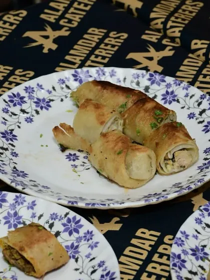 Our chicken rolls, filled with a tasty mixture and wrapped in a thin bread. These are a great snack to start your meal with.