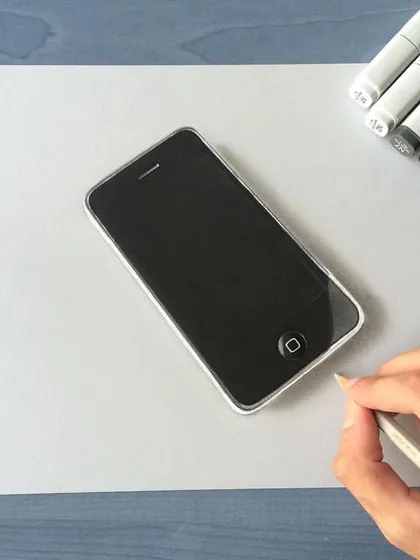 A nostalgic piece, this is a realistic drawing of an iPhone 3GS. It was fun to recreate the iconic design and the glossy screen reflection.