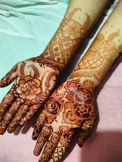 Stain goals achieved. This photo shows the beautiful, deep color of two different floral designs after the paste has been removed.