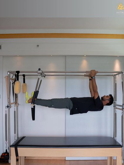 An impressive display of strength and control on the Cadillac. Pilates helps athletes and fitness enthusiasts build the deep core strength that powers all other movements.