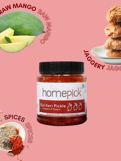 Travel to Gujarat with our beloved Gol Keri Pickle. This sweet and spicy pickle is a perfect blend of tangy mangoes, jaggery, and premium spices, an essential part of Gujarati cuisine.