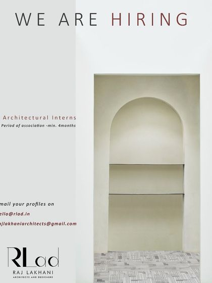 Raj Lakhani Architects in Mumbai is hiring architectural interns for a minimum 4-month association, with proficiency in AutoCAD and SketchUp required.