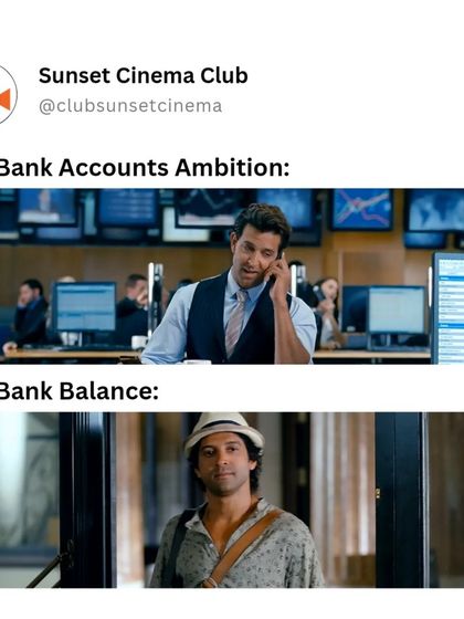 A relatable meme for anyone whose financial ambitions don't quite match their bank balance, perfectly illustrated by Arjun and Imraan from ZNMD.