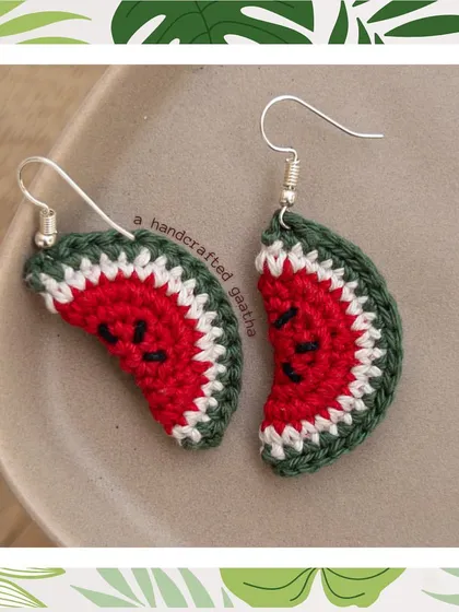 The watermelon earrings, featured as part of my 'Summertime Collection.' They are a seasonal favorite.