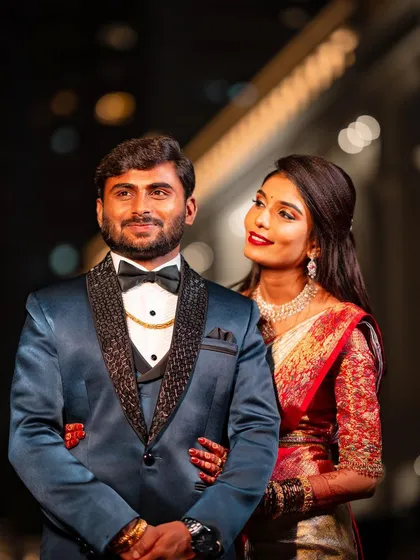 This photo captures the joy and glamour of the reception. Her makeup is flawless, with glowing skin and a smile that lights up the frame.