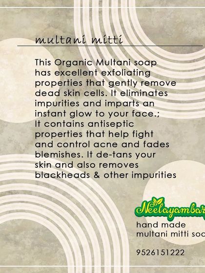 Our Organic Multani Mitti soap is a great exfoliator that gently removes dead skin cells. It helps fight acne, fades blemishes, and de-tans your skin, giving you an instant glow.