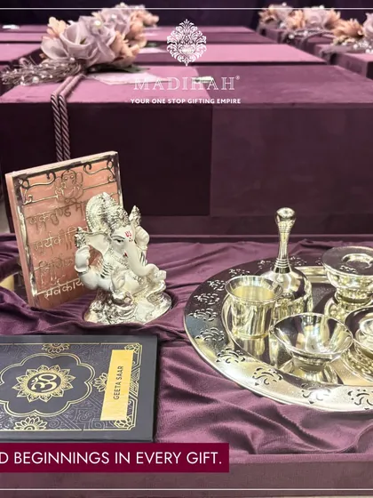 "Blessed beginnings in every gift." The Pooja Auspicious Hamper is more than a gift; it's a blessing for new beginnings, crafted with reverence and care.