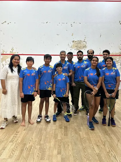The KhelManch family. A group photo from our inter-center matchplay day, bringing together players of all ages for a day of friendly competition.