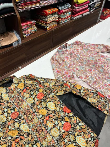 Exploring the markets in Kashmir and finding these beautiful handcrafted jackets. These are the moments I live for, discovering unique pieces and supporting local artisans.
