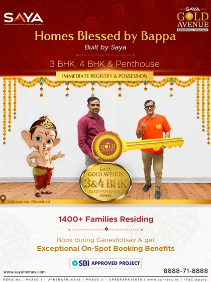 Trusted by over 1400 families, we offered special on-spot booking benefits during Ganeshotsav. This image captures the joy of a new homeowner receiving their keys.