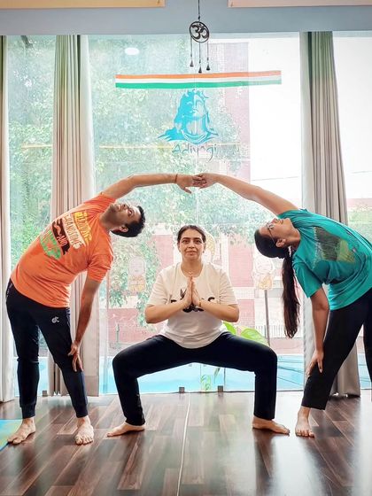 Celebrating the spirit of unity and freedom in our studio, with students creating a beautiful group pose.
