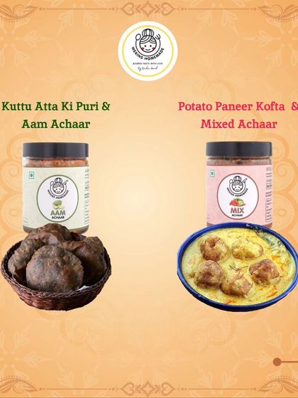 Simple Navratri meals can be full of flavor. Our Aam Achaar goes perfectly with Kuttu Atta ki Puri, and our Mixed Achaar is delicious with Potato Paneer Kofta.
