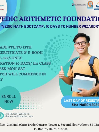 Our 10-day Vedic Arithmetic Foundation bootcamp is the perfect start for students in grades 9 to 12. This intensive program provides an e-certificate and e-book to help them master number wizardry.