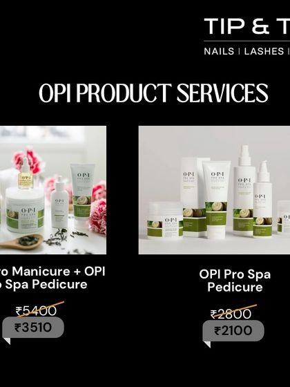 An exclusive discount on our luxurious OPI Pro Spa Manicure and Pedicure services. Experience facial-grade skincare for your hands and feet.