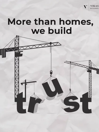 More than homes, we build trust. This graphic represents our core philosophy: our business is founded on building lasting relationships with our clients based on reliability and quality.