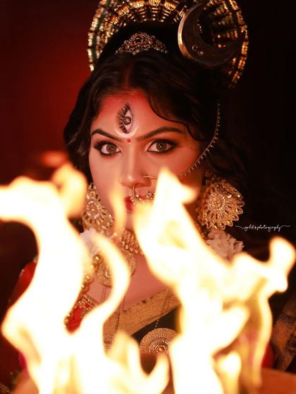 A series from my "Eyes of Divine" project, portraying Goddess Durga. I used elaborate sets, dramatic lighting with smoke and fire, and authentic styling to capture the power and grace of the deity. This video shows the final result after the on-set efforts.