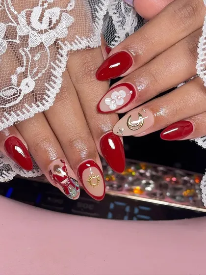 The complete Karwa Chauth nail art, a perfect accessory for the special day.