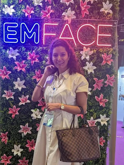 Exploring the latest technologies at the Meidam conference. The Emface booth was particularly interesting, showcasing innovative non-invasive facial lifting technology.