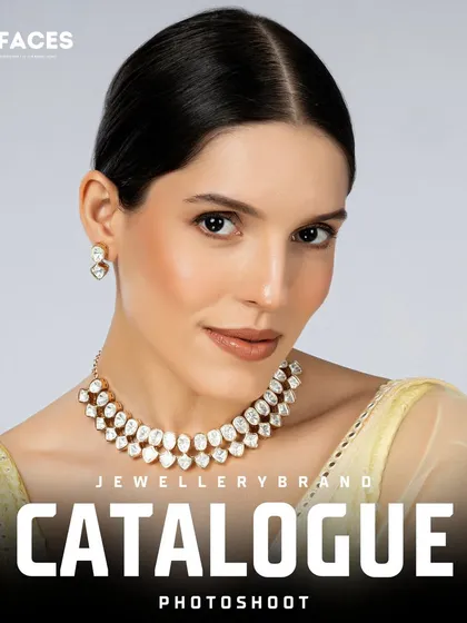A model wears a classic polki diamond necklace. The simple, elegant styling makes this a timeless image suitable for any high-end jewellery brand's lookbook.
