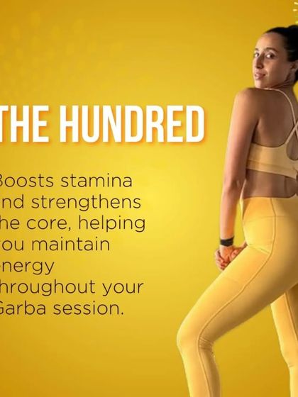 The Hundred is a classic mat exercise that boosts stamina and strengthens the core, helping you maintain energy throughout your Garba session.