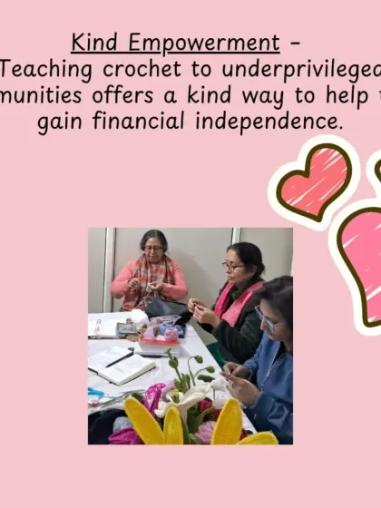 A snapshot from one of our training sessions. Teaching crochet to underprivileged communities is a kind way to help them gain financial independence. This is what we call 'Kind Empowerment'.