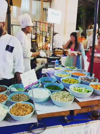 A glimpse of the fresh, colourful ingredients for our live pizza and pasta station. Guests love customizing their own meals, and I ensure a wide selection of high quality toppings and sauces to choose from.