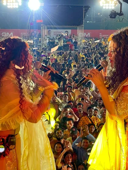 A close-up shot of us connecting with the audience during a performance. We love getting close to our fans and sharing the joy of music with them.
