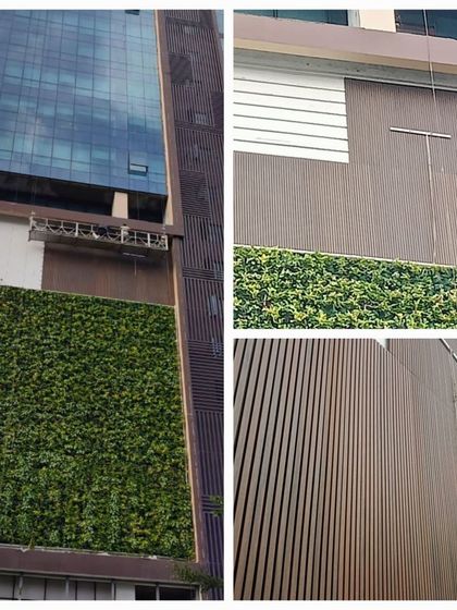 A massive facade transformation using a combination of a large-scale vertical garden and sleek vertical cladding. This shows our capability to handle major exterior projects.