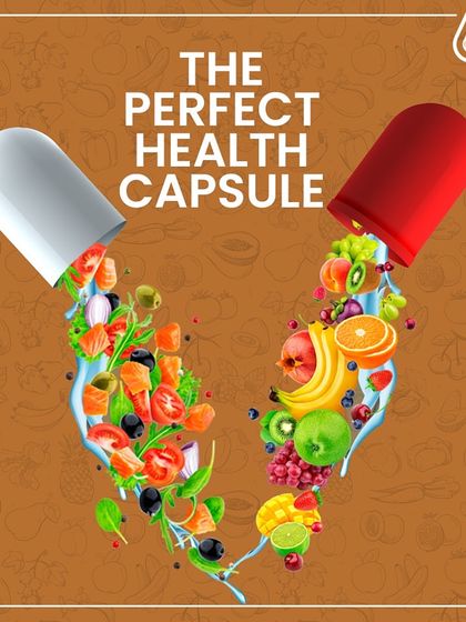 This is our idea of a perfect health capsule: bursting with fresh fruits, vegetables, and lean proteins. It's a visual representation of the whole-food nutrition we pack into every meal.