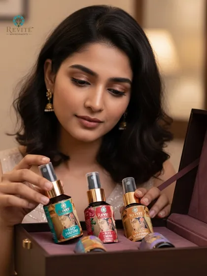 From pooja to party nights, I have a Face Perfume for every moment. Enriched with natural Vitamin C and E, these alcohol-free mists refresh, hydrate, and prep your skin for makeup.