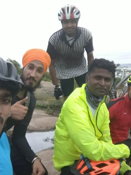 A close-up selfie with some of the core members of our riding community.