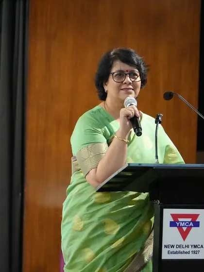 Ms. Bharti Nagpal, Director of IMSIT, gives an insightful overview of the institute and our programs during the orientation event for new students.