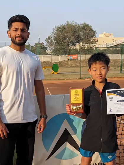 Another week, another win for 10-year-old Toshinosuke, winning the U14 Doubles title of a Championship Series tournament in Delhi.