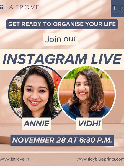 I love collaborating with other experts. Here is an announcement for an Instagram Live session I did with La Trove, where we discussed how to pair professional organization with luxury storage solutions.