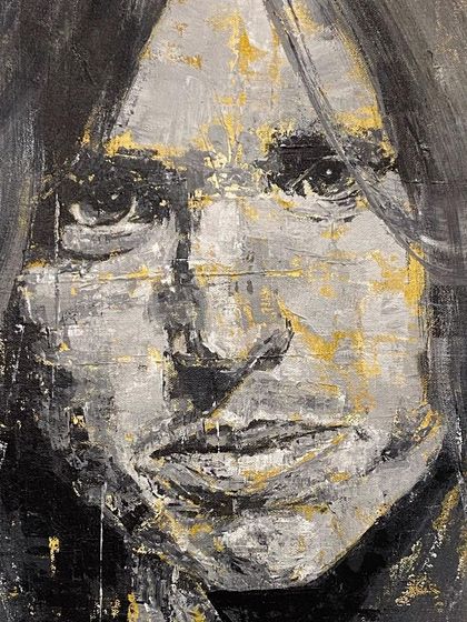 A square crop of one of my legend portraits, highlighting the raw, textured style I often use to convey character and depth.