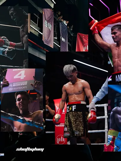 Victory and atmosphere. Capturing the triumphant moment a fighter holds the flag high, alongside the details like the round card that build the tension of the night. Every piece tells part of the story.