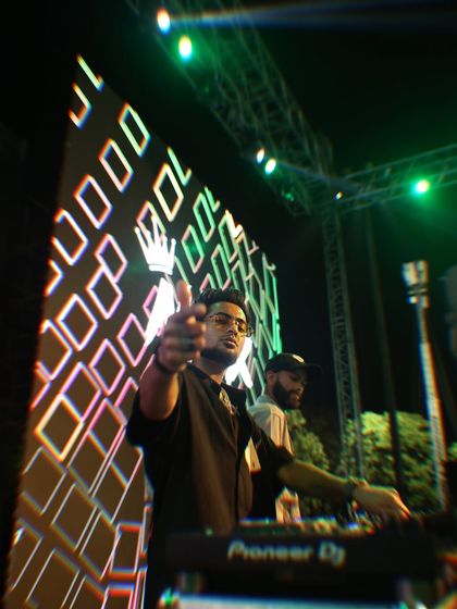 Getting the crowd hyped at Chandigarh University Fest. My ability to MC and engage the audience is just as important as the music I play.