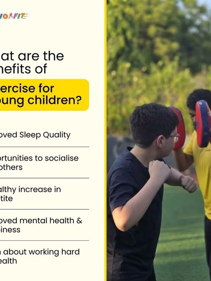 Beyond the physical, exercise offers incredible mental and social benefits. This graphic shows a kickboxing session in progress while listing key advantages like improved sleep, social skills, and mental health.