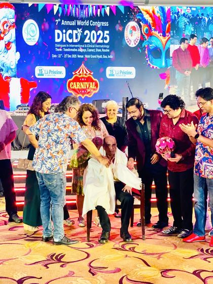 A truly special moment from DiCD 2025: the heartfelt felicitation of my mentor, Dr. S. S. Savant, who received the Lifetime Achievement Award. His legacy continues to inspire generations of dermatologists.