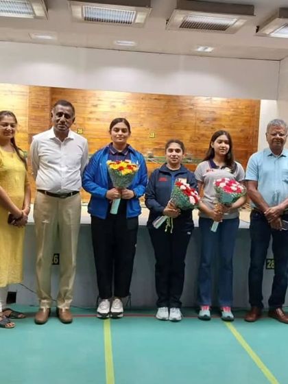 Our team and officials at the KSRA felicitation ceremony. We are proud to be part of a thriving shooting sports community in Karnataka.