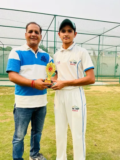 Preet Malik with another Man of the Match award for his batting.