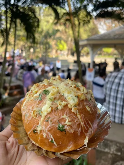 A Korean Cream Cheese Bun enjoyed at one of my pop-up stalls. Seeing happy customers enjoying my bakes is what it's all about.
