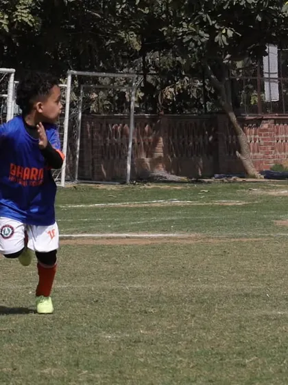 A future champion in action, sprinting down the field during a Gurgaon Youth League match. The dedication is clear to see.