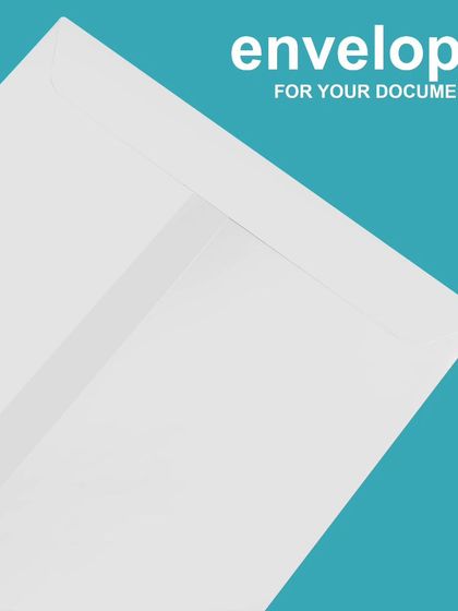 A creative graphic for an envelope, using bold text and color to make a simple product visually appealing for online stores.