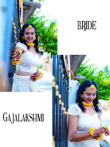 A collage of the bride looking radiant in her Haldi outfit. I make sure to capture a variety of portraits, from playful to elegant.