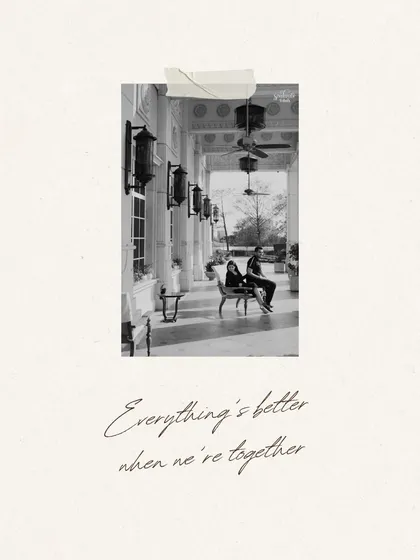 A simple, elegant shot presented like a taped-on memory. This nostalgic and minimalist style is perfect for conveying a feeling of cherished moments and quiet togetherness.